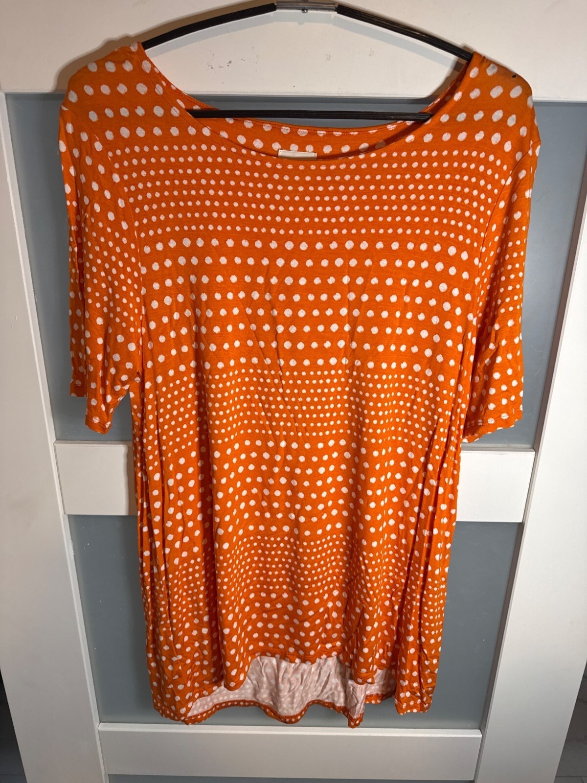 Chicos Orange Polka Dot Lightweight Stretchy Tunic Top Size 0 Modal/Spandex 43-9
