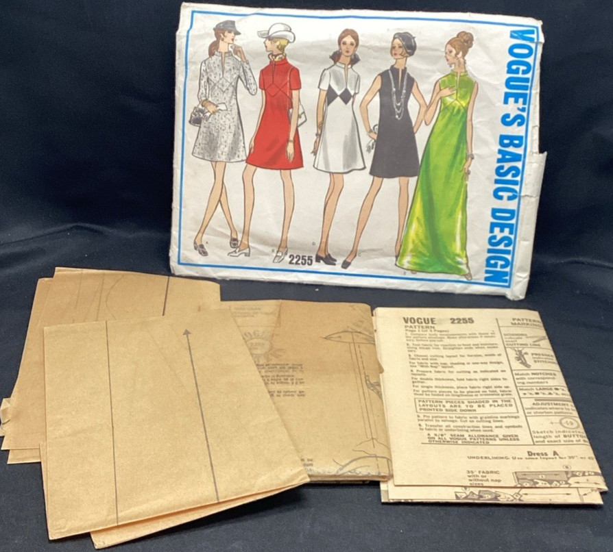 Vtg Sewing Pattern, Vogue\'s Basic Design 2255 14-38 dress cut - ships free