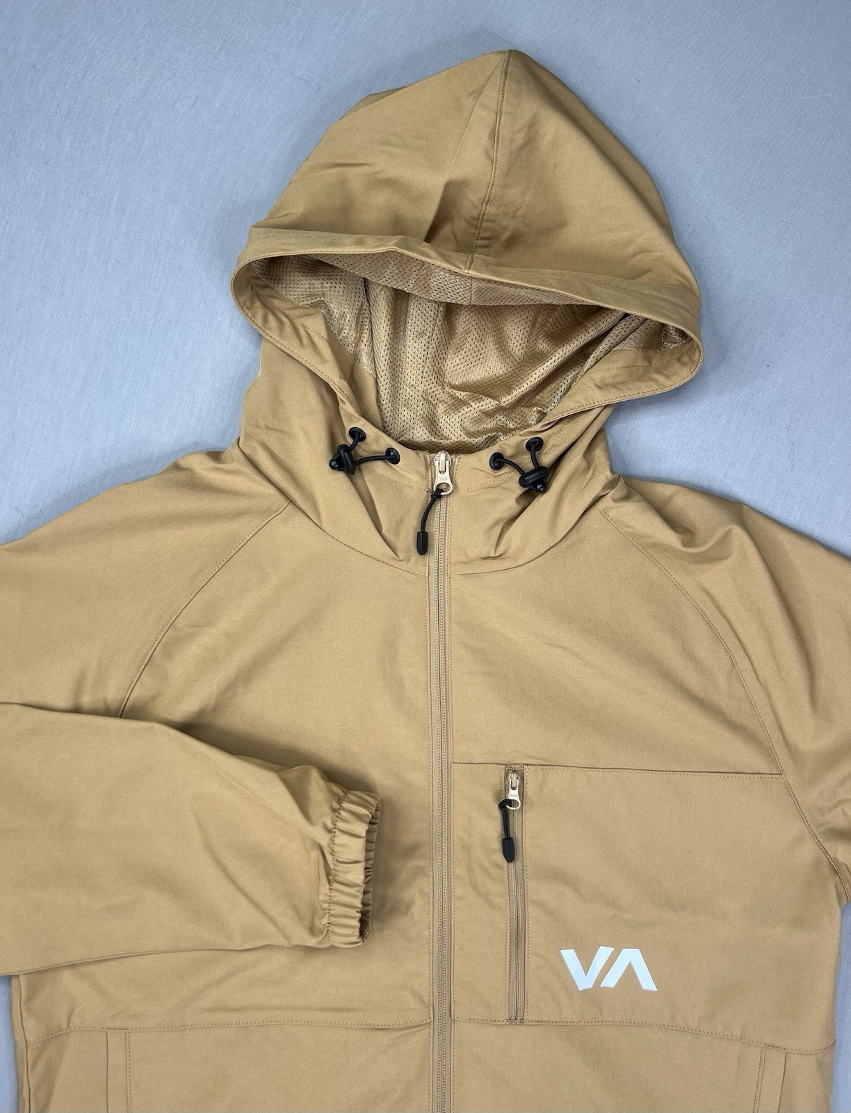 RVCA Men\'s Kevin Full Zip Hooded Jacket Rain Repellent Windbreaker Lightweight
