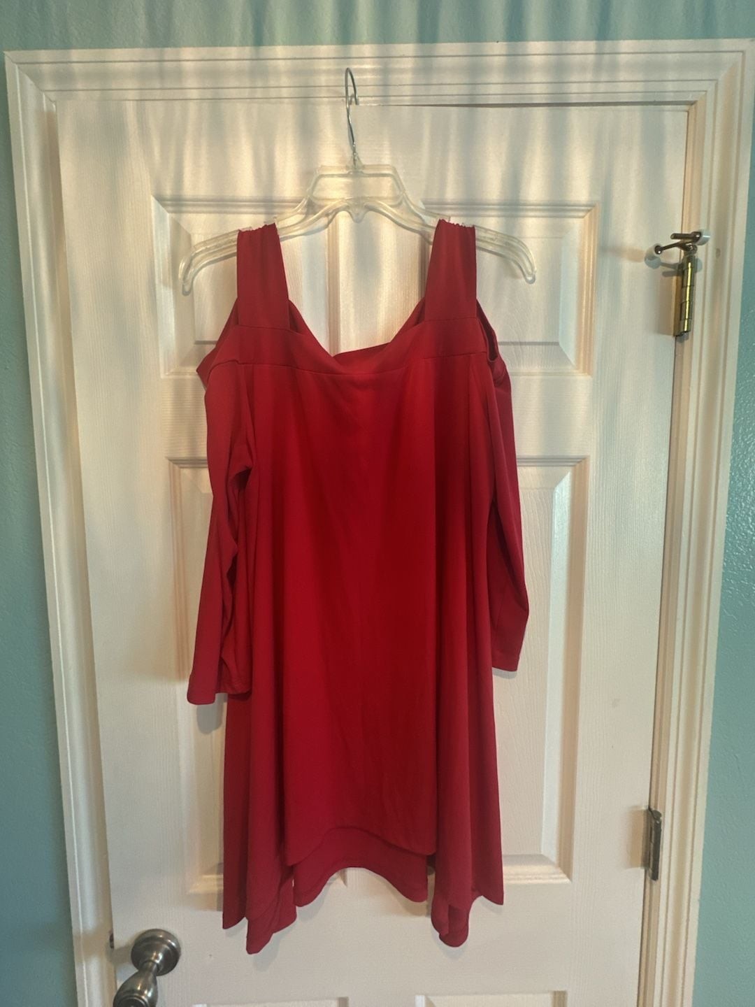 Chico\'s Red Cold Shoulder top Size 2 A-Line Midi