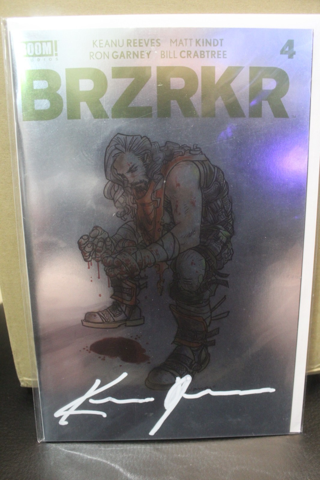Signed Comic Book - BRZRKR #4  - Keanu Reeves, RARE  Variant  +COA