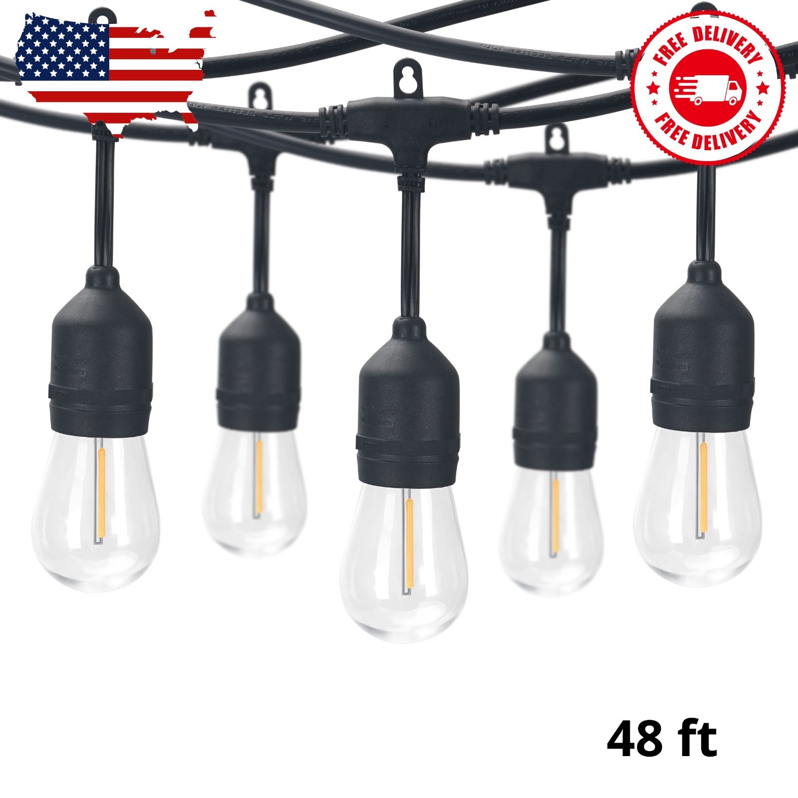 48-Foot Outdoor Commercial String Lights, 24 Shatterproof LED Bulbs, ... 48-Foot Outdoor Commercial String Lights, 24 Shatterproof LED Bulbs, ...