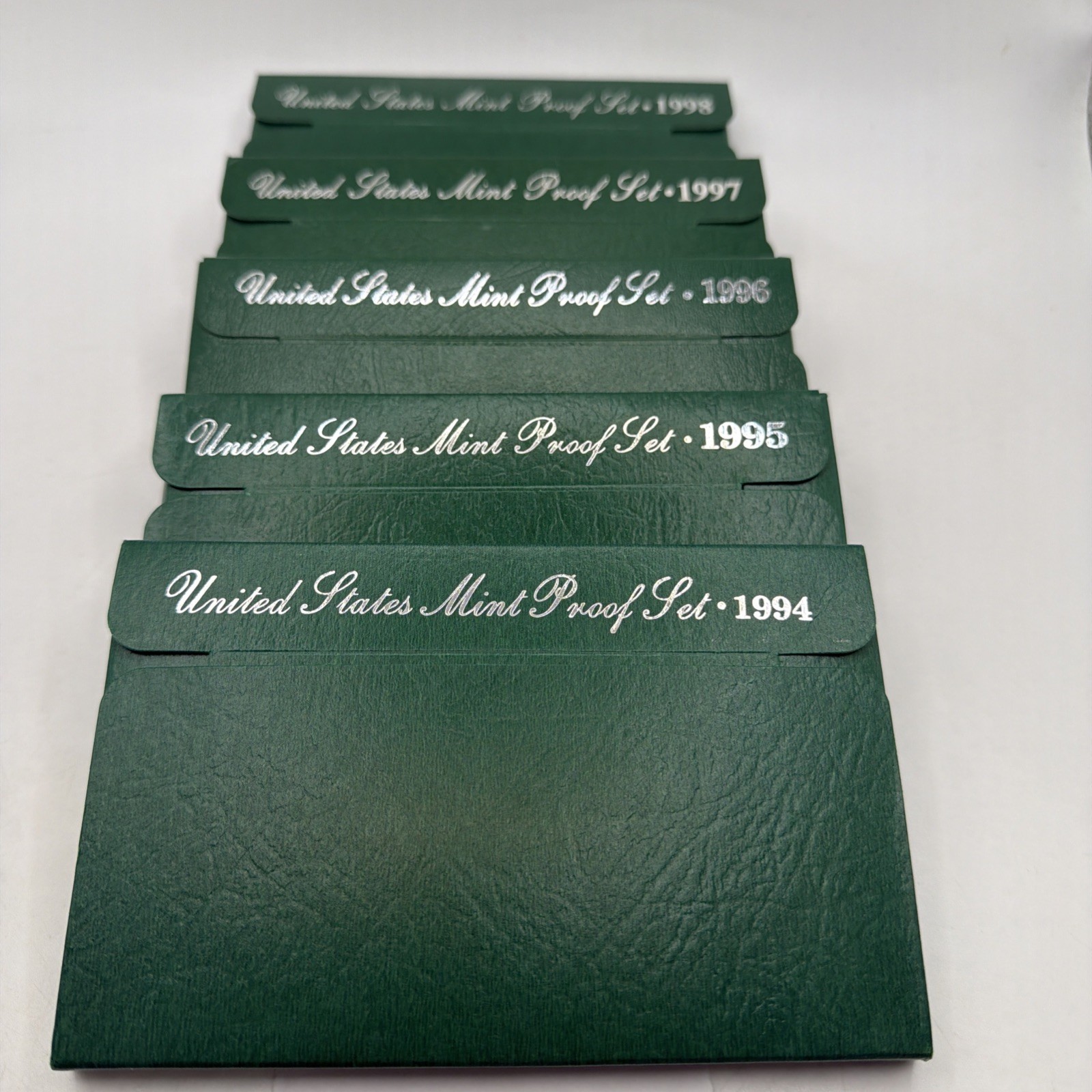 1994-1998 U.S. Mint Proof Sets OGP Box & COA Lot of (5) Annual Sets 1994-1998 U.S. Mint Proof Sets OGP Box & COA Lot of (5) Annual Sets