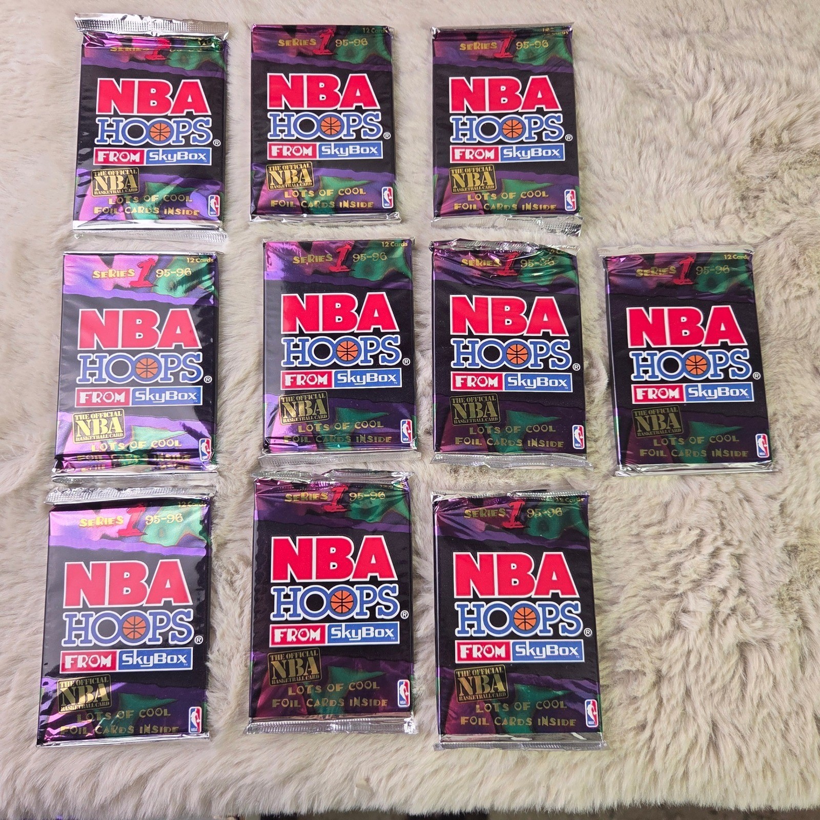 10 Pack Lot 1995-96 SkyBox NBA Hoops Series 1 Basketball Cards Sealed Vintage 10 Pack Lot 1995-96 SkyBox NBA Hoops Series 1 Basketball Cards Sealed Vintage