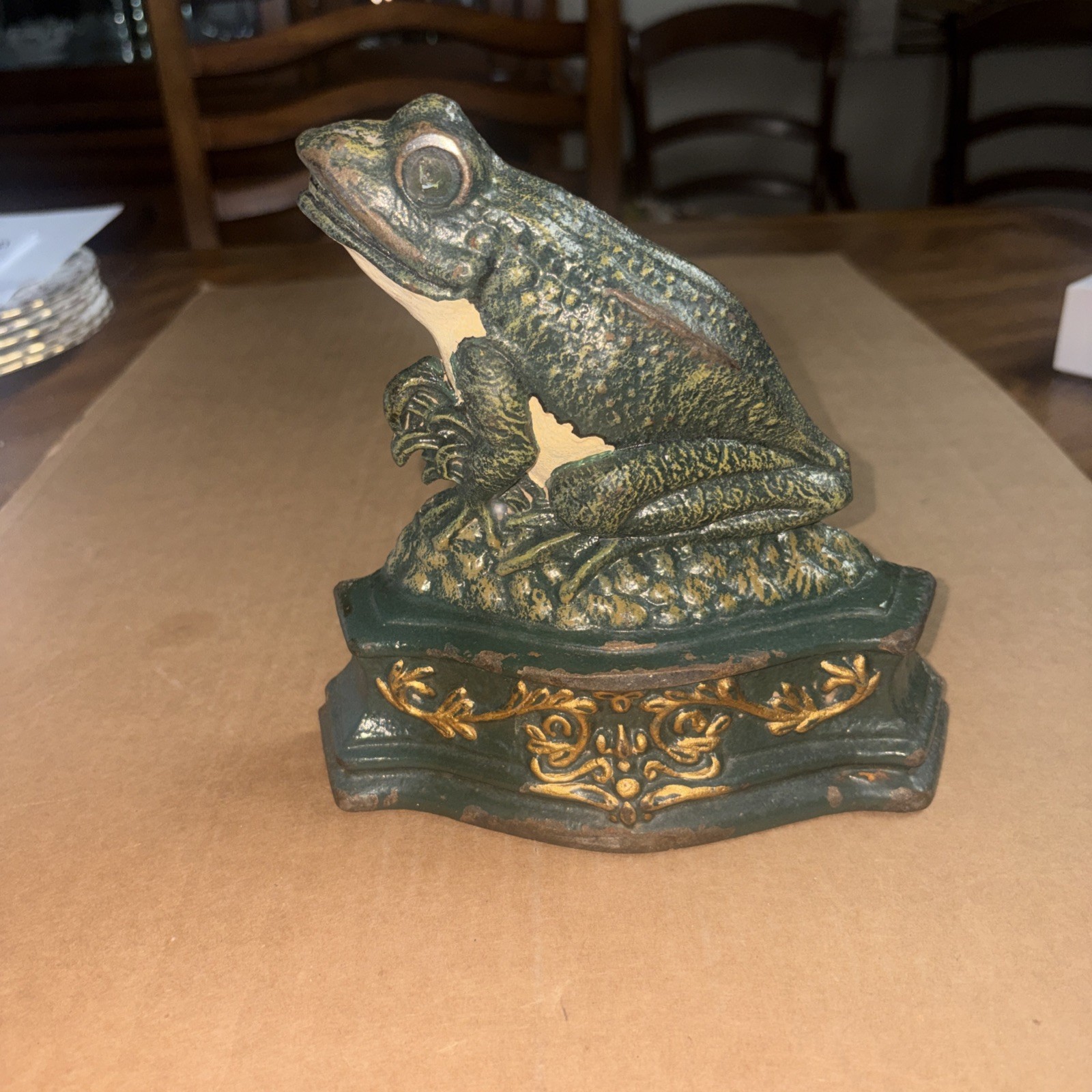 Vintage Style Cast Iron Frog Doorstop Bookend Green Gold Heavy 2.5 Lb Relic Vintage Style Cast Iron Frog Doorstop Bookend Green Gold Heavy 2.5 Lb Relic