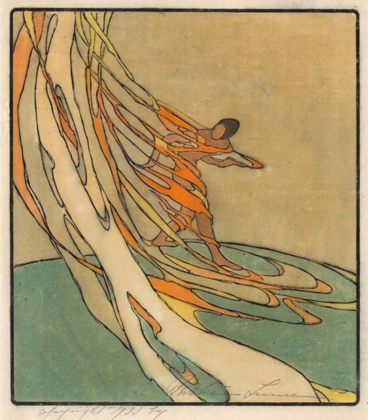 Bertha Lum - Spirit of the Pele Volcano 1933 Japanese-Style Woodcut Print