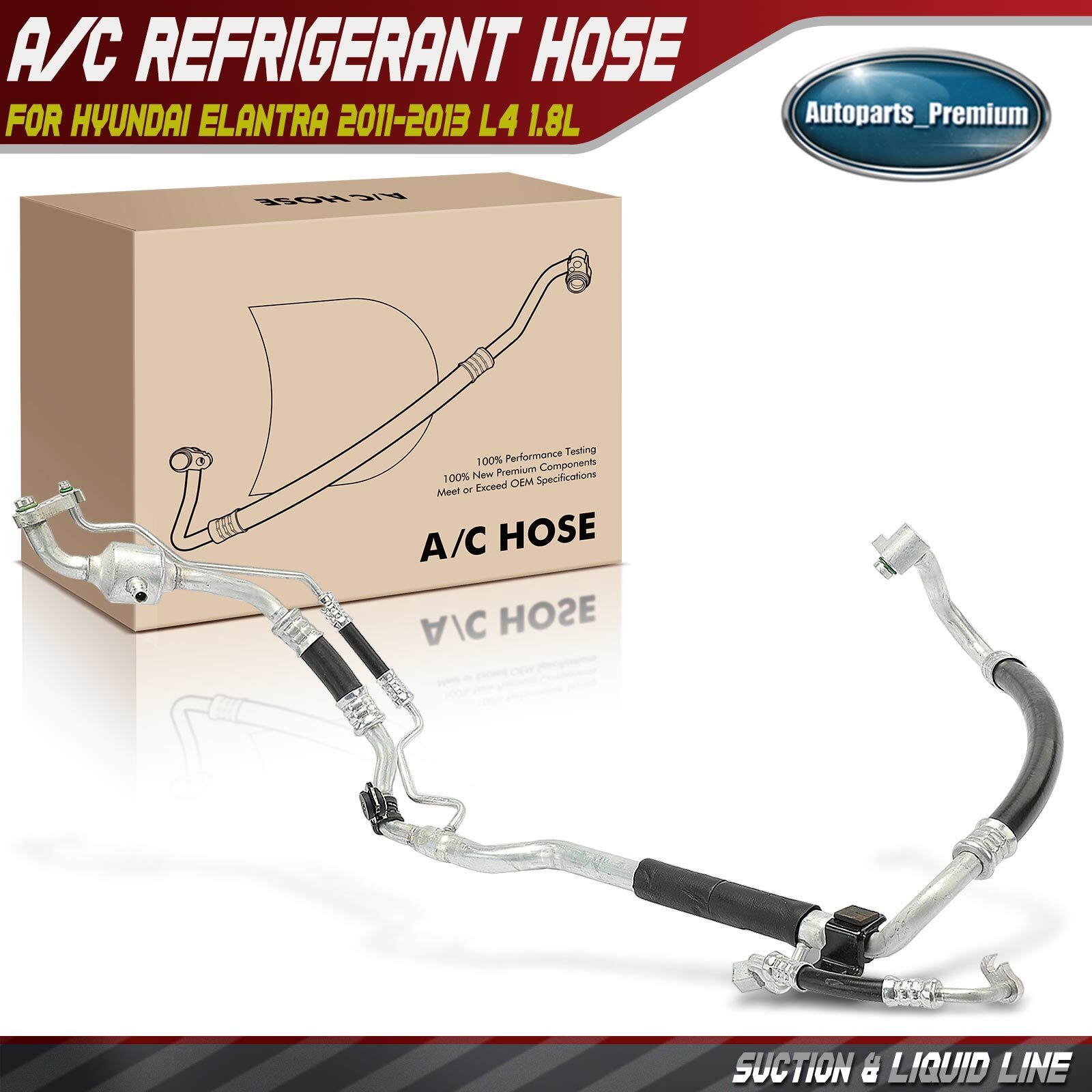 A/C Suction and Liquid Line Hose Assembly for Hyundai Elantra 2011-2013 L4 1.8L