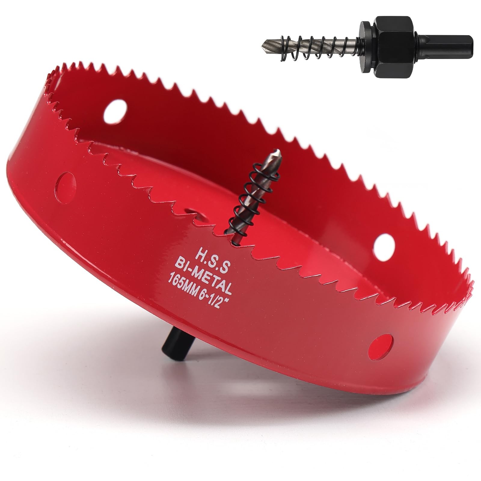 6-1/2 Inch Hole Saw for Wood, 165mm HSS BI-Metal Inch, Red