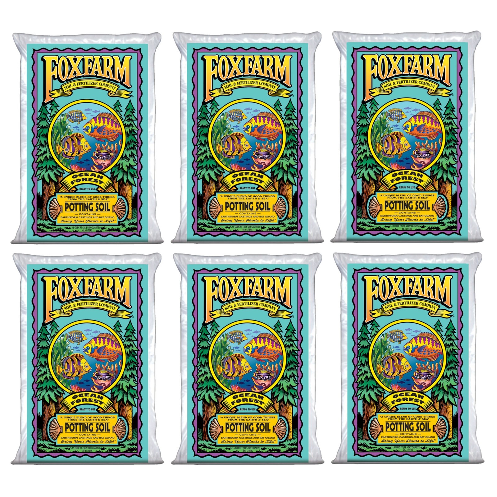 FoxFarm Ocean Forest Ready-to-Use Potting Soil, 1.5cu ft, Pack of 6 FoxFarm Ocean Forest Ready-to-Use Potting Soil, 1.5cu ft, Pack of 6
