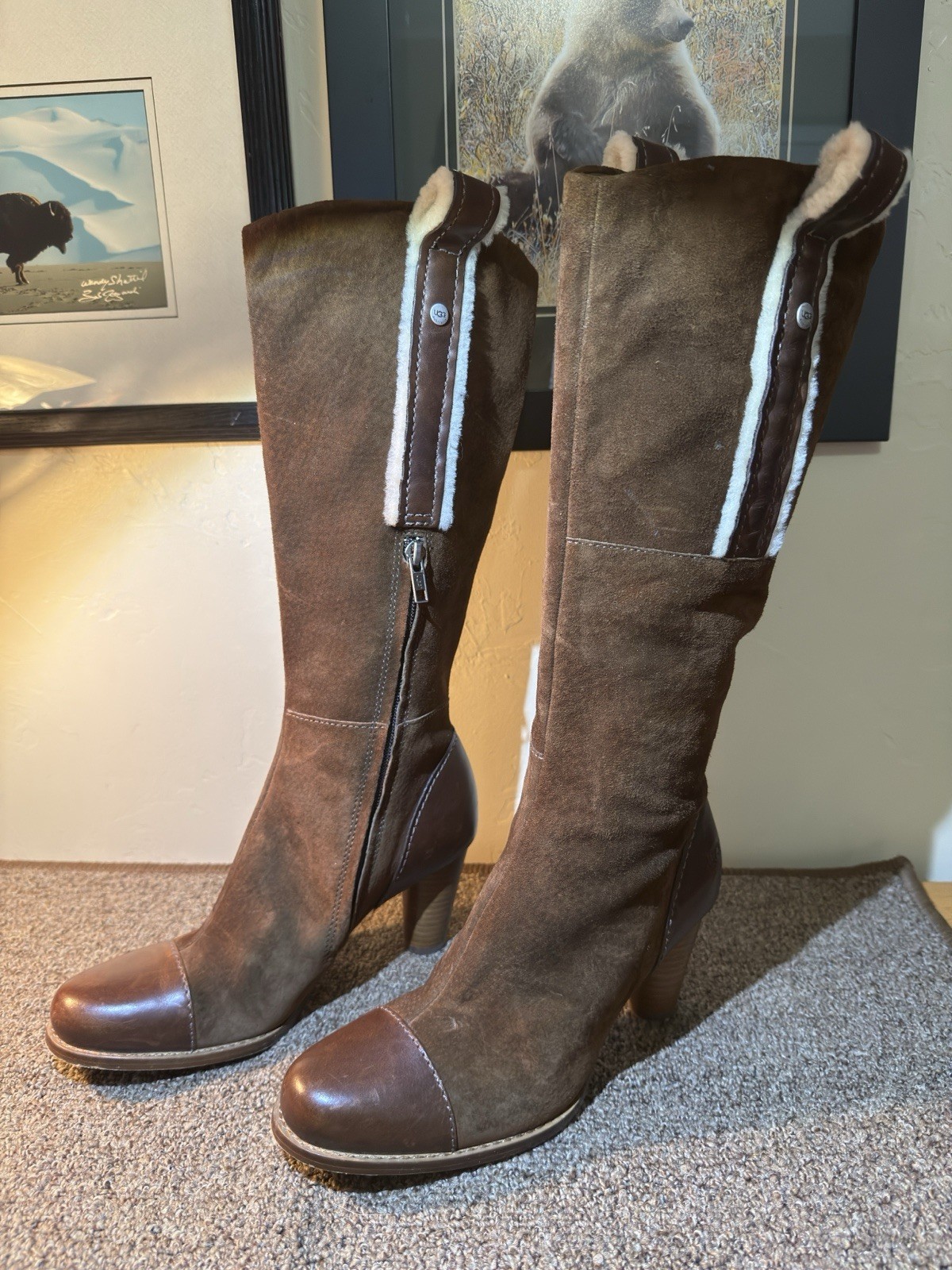 UGG Australia Tess Suede Pull On Cap Toe Knee High Boots US 8 EU 39 S/N 5504