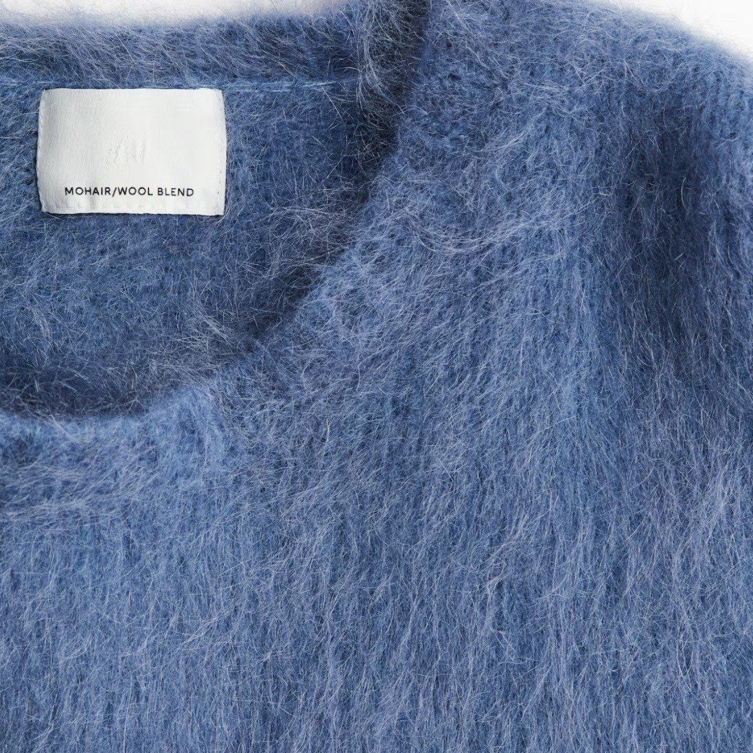 H&M Mohair Wool Blend Sweater Blue Fuzzy Knit Crewneck Large NWT H&M Mohair Wool Blend Sweater Blue Fuzzy Knit Crewneck Large NWT