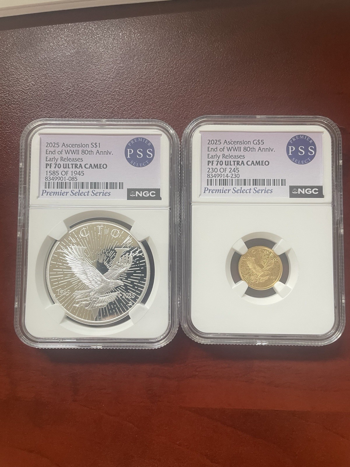 2025 Ascension PF 70 End WWII 80th Anniversary Set Of Gold And Silver 1oz, 1/10