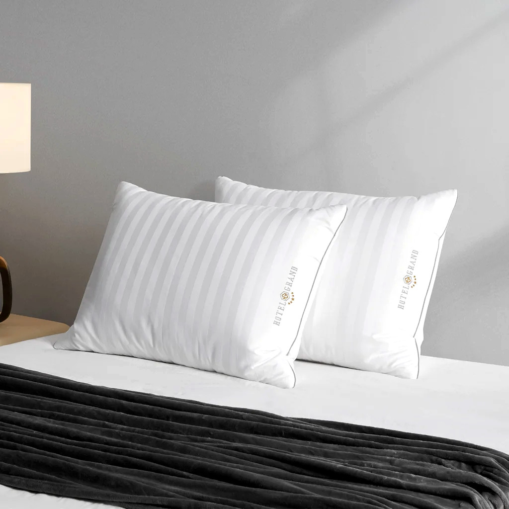 NEW HOTEL GRAND FEATHER DOWN SOFTY AROUND PILLOW  2 PACK, JUMBO  20\