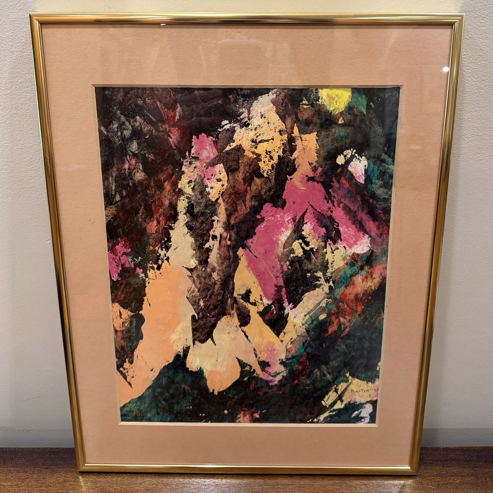 Vintage Albert Kurtin Abstract Painting 1998, 18.5” x 14.5” 