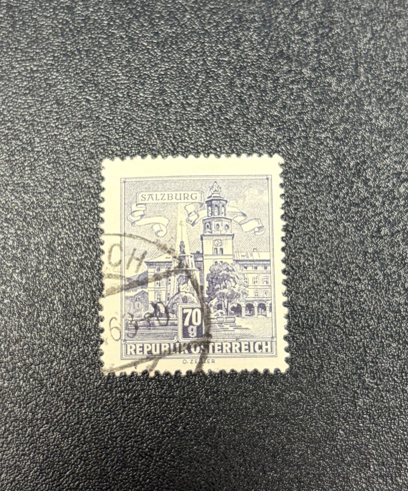 1962 Austria 70 Groschen Residenz Fountain Stamp 1962 Austria 70 Groschen Residenz Fountain Stamp