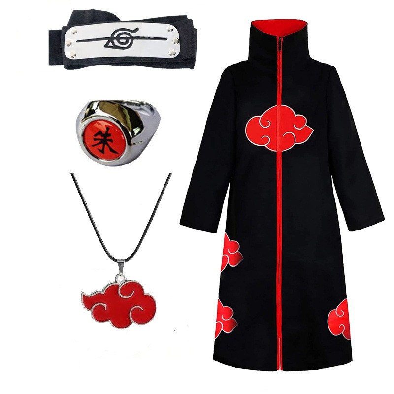 Akatsuki Robe Cloak Naruto Cosplay Costume Cape Itachi Uchiha Halloween Akatsuki Robe Cloak Naruto Cosplay Costume Cape Itachi Uchiha Halloween