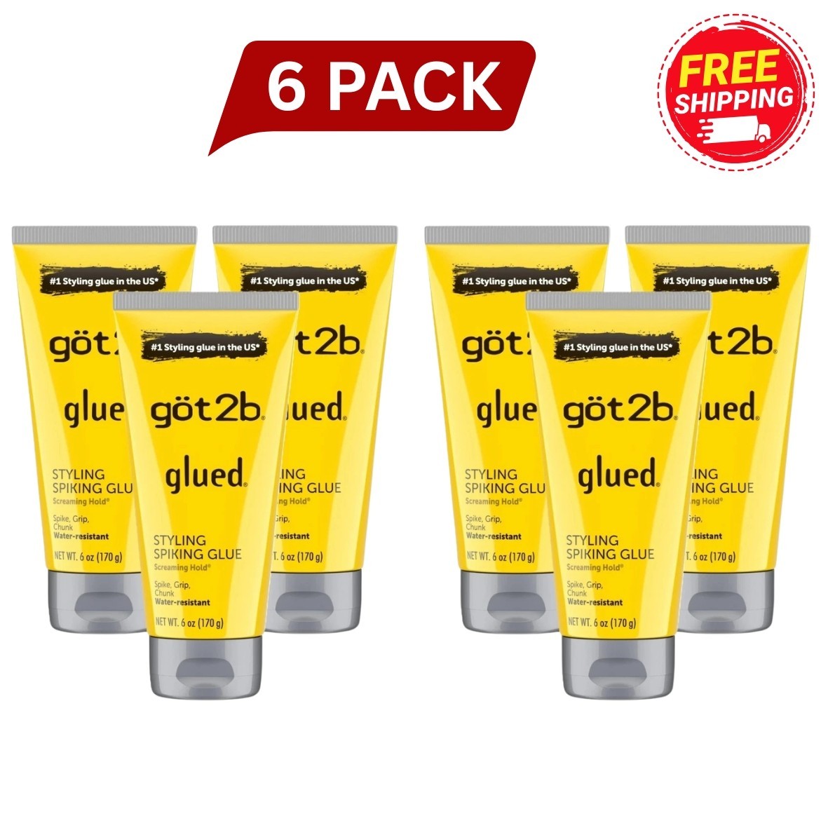 Got2b Glued Styling Spiking Hair Gel, 6 oz PACK OF 6