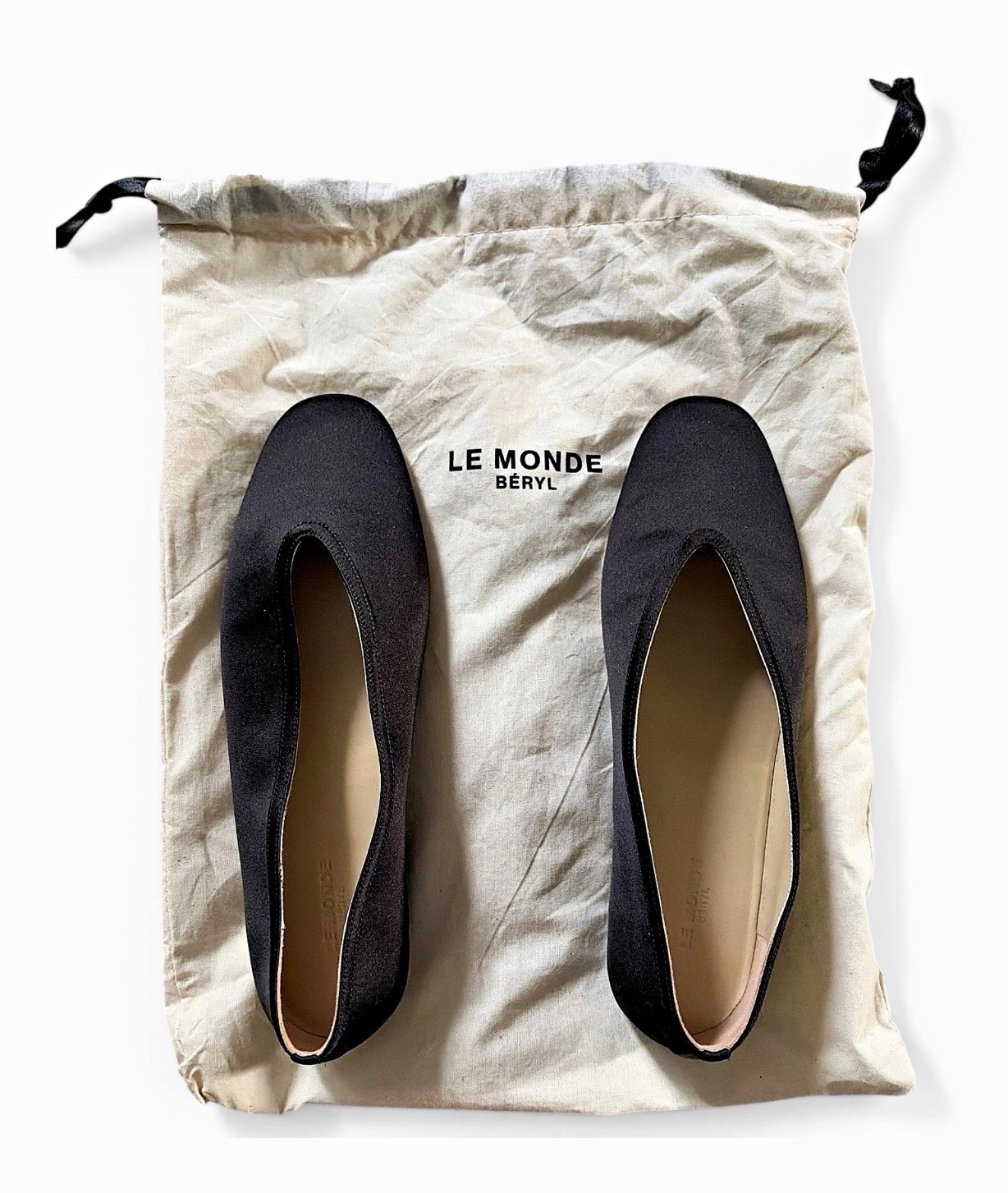 Le Monde Beryl Luna Black Satin Ballet Flats Slip-On EU 38 Le Monde Beryl Luna Black Satin Ballet Flats Slip-On EU 38