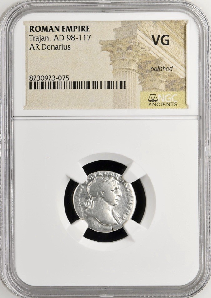 Beautiful Emperor Trajan Silver Denarius Ancient Roman Coin 98-117 AD NGC Graded