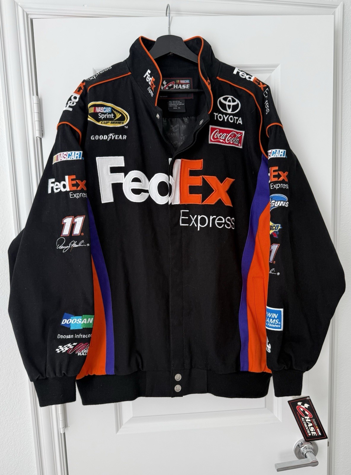VTG Chase Authentics Dennis Hamlin #11 FedEx NASCAR Racing Jacket Men XL NEW