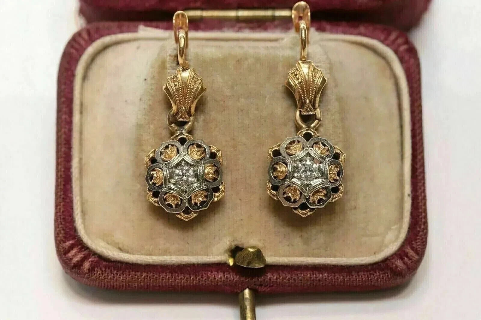 2.4Ct Art Deco Style Round Lab Diamond Wedding 14K Yellow Gold Finish Earrings