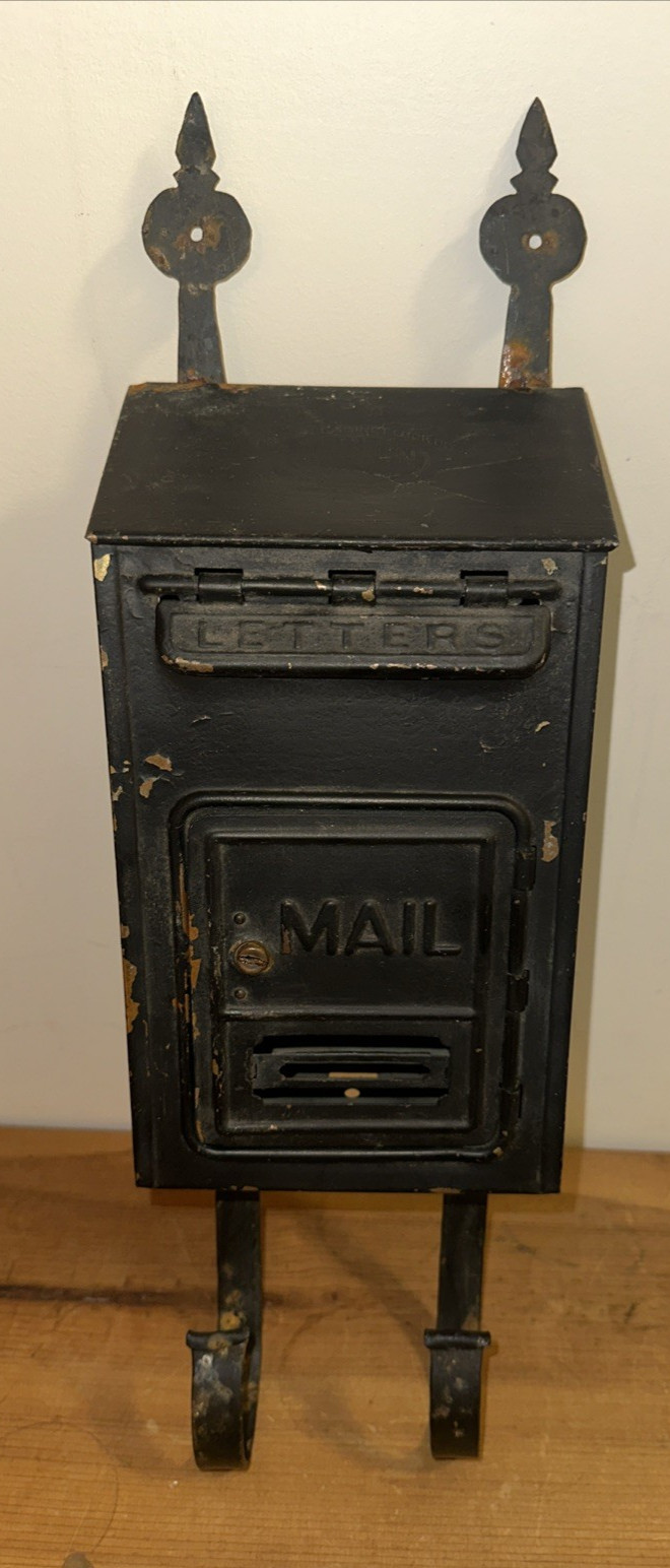 Antique 1910s Corbin Brass Mailbox Cast Iron Magazine Holder Hardware CT