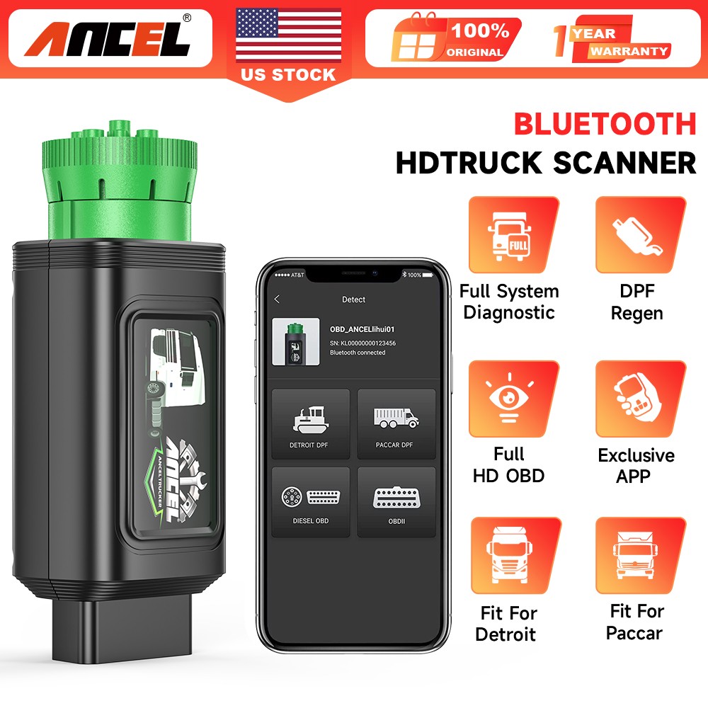 ANCEL HD110 Semi Truck Scanner Diagnostic Tool DPF Regen/Reset OBD2 Scan Tool
