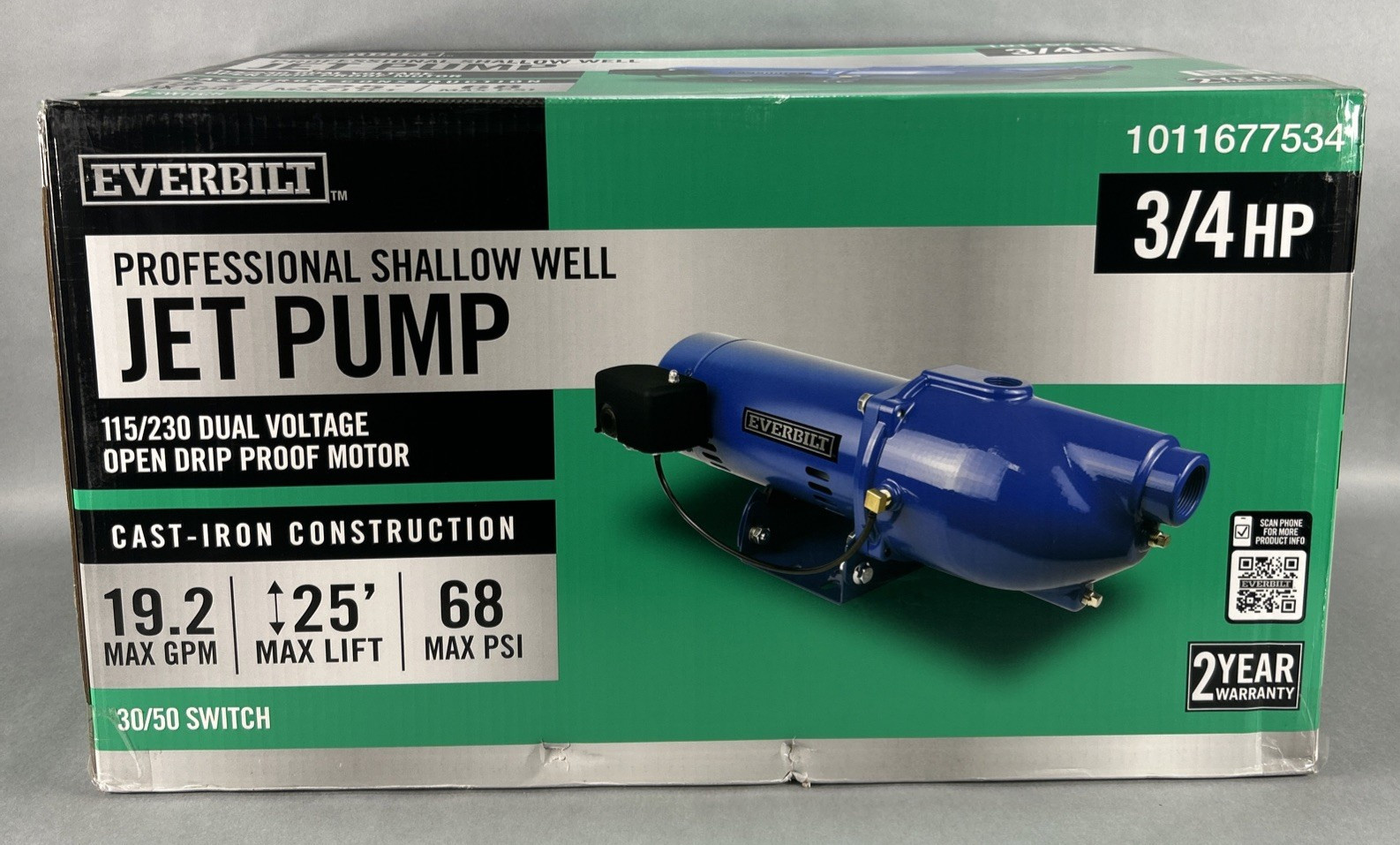 Everbilt HDSWJ7 3/4 HP Cast Iron Shallow Well Jet Pump (1011677534) (NEW/SEALED)