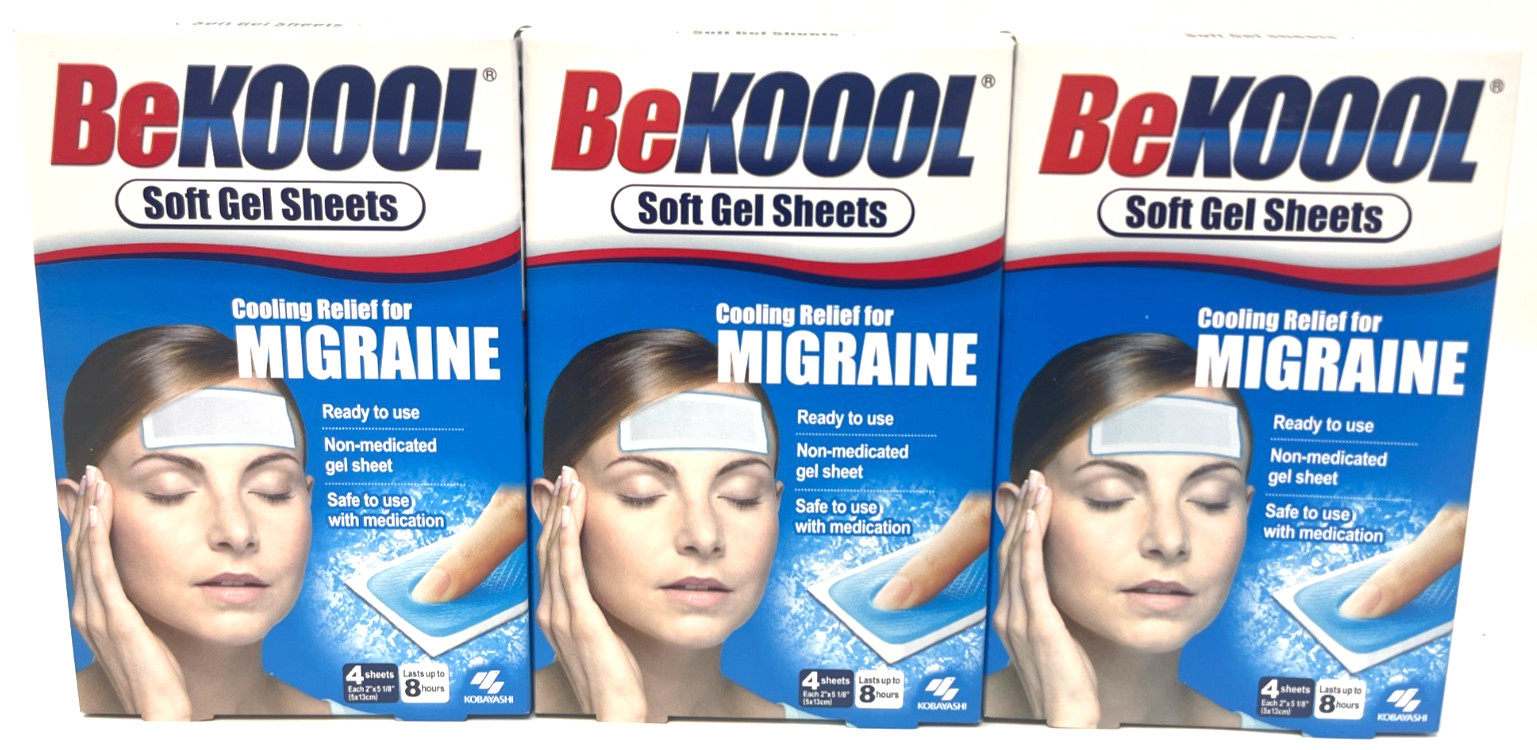(3) Kobayashi Be Koool Soft Gel Sheets For Migraine NIP 4 Sheets Ea 2\ (3) Kobayashi Be Koool Soft Gel Sheets For Migraine NIP 4 Sheets Ea 2\