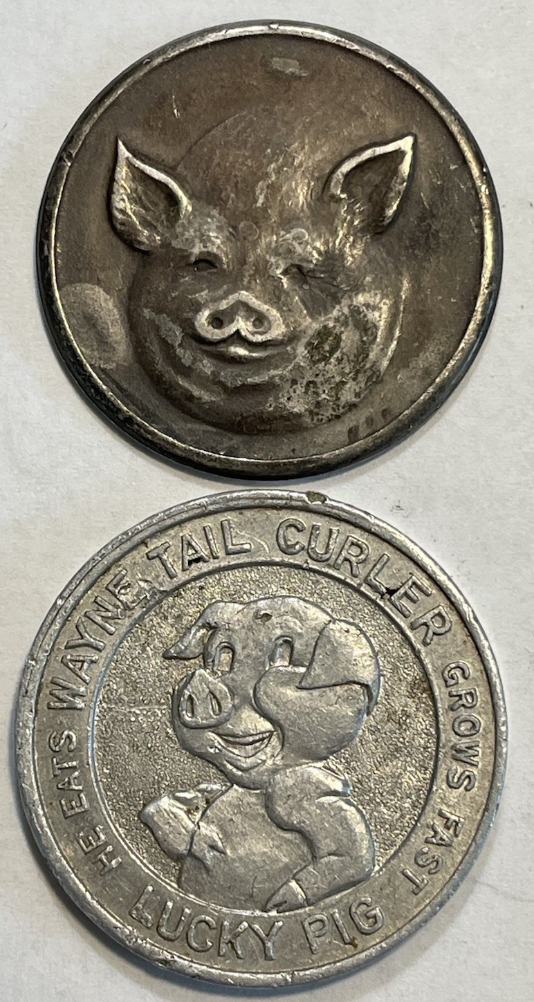 Vintage Lucky Pig Flipper Tokens - Piggy Heads/Tails