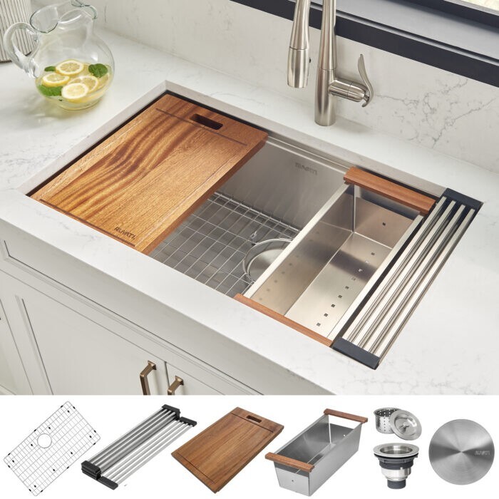 Ruvati 30-inch Workstation Undermount Gauge Kitchen Sink- RVH8310 Ruvati 30-inch Workstation Undermount Gauge Kitchen Sink- RVH8310