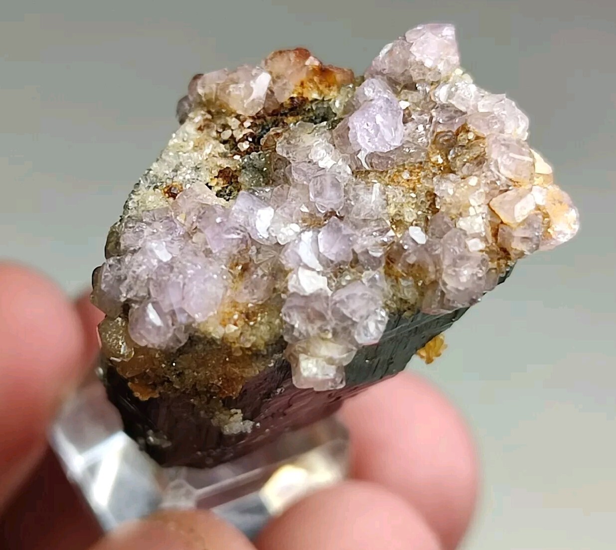 Fluorapatite Gemmy Crystals Grown On Schorl With Good Luster & Nice Growth-Pak