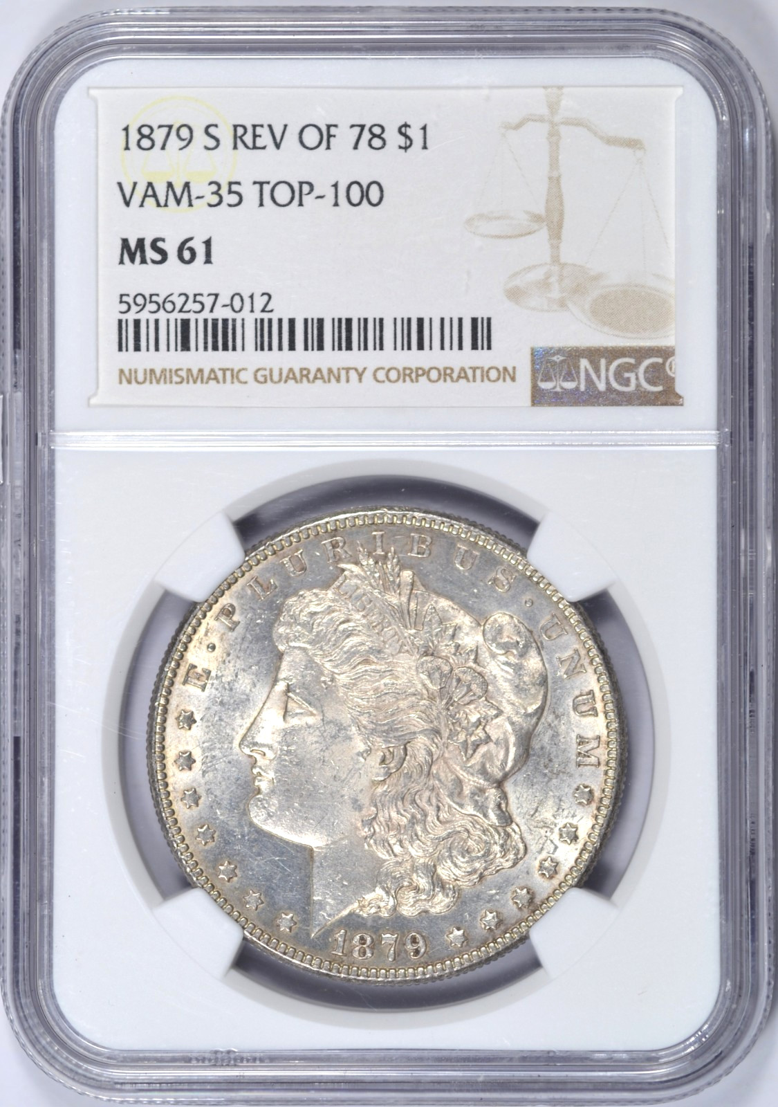 1879-S REV 78 MORGAN SILVER DOLLAR NGC MS61 VAM-35 TOP 100