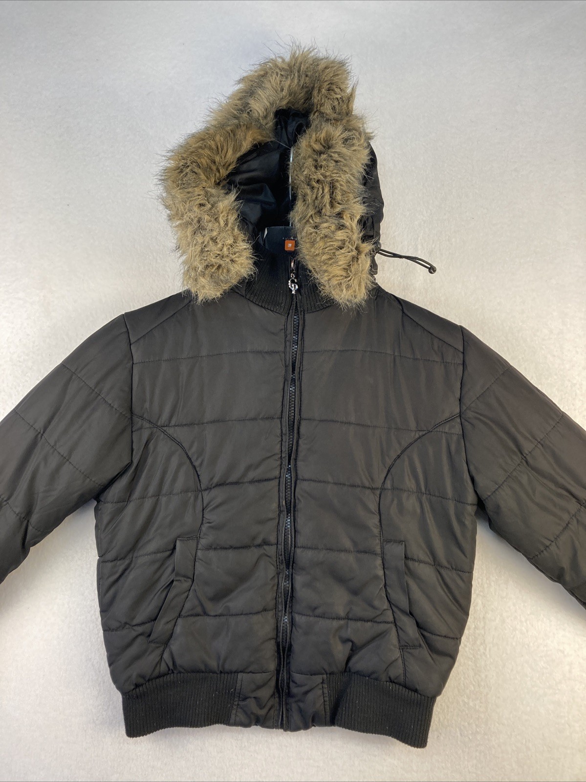 VTG George Palomares Y2K Black Puffer Jacket With Removable Faux Fur Trim Size S