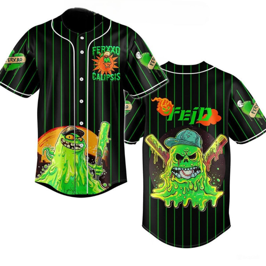 Feid Ferxxo Slimer Monster Baseball Jersey Unisex All Size S To 5XL TS468 Feid Ferxxo Slimer Monster Baseball Jersey Unisex All Size S To 5XL TS468