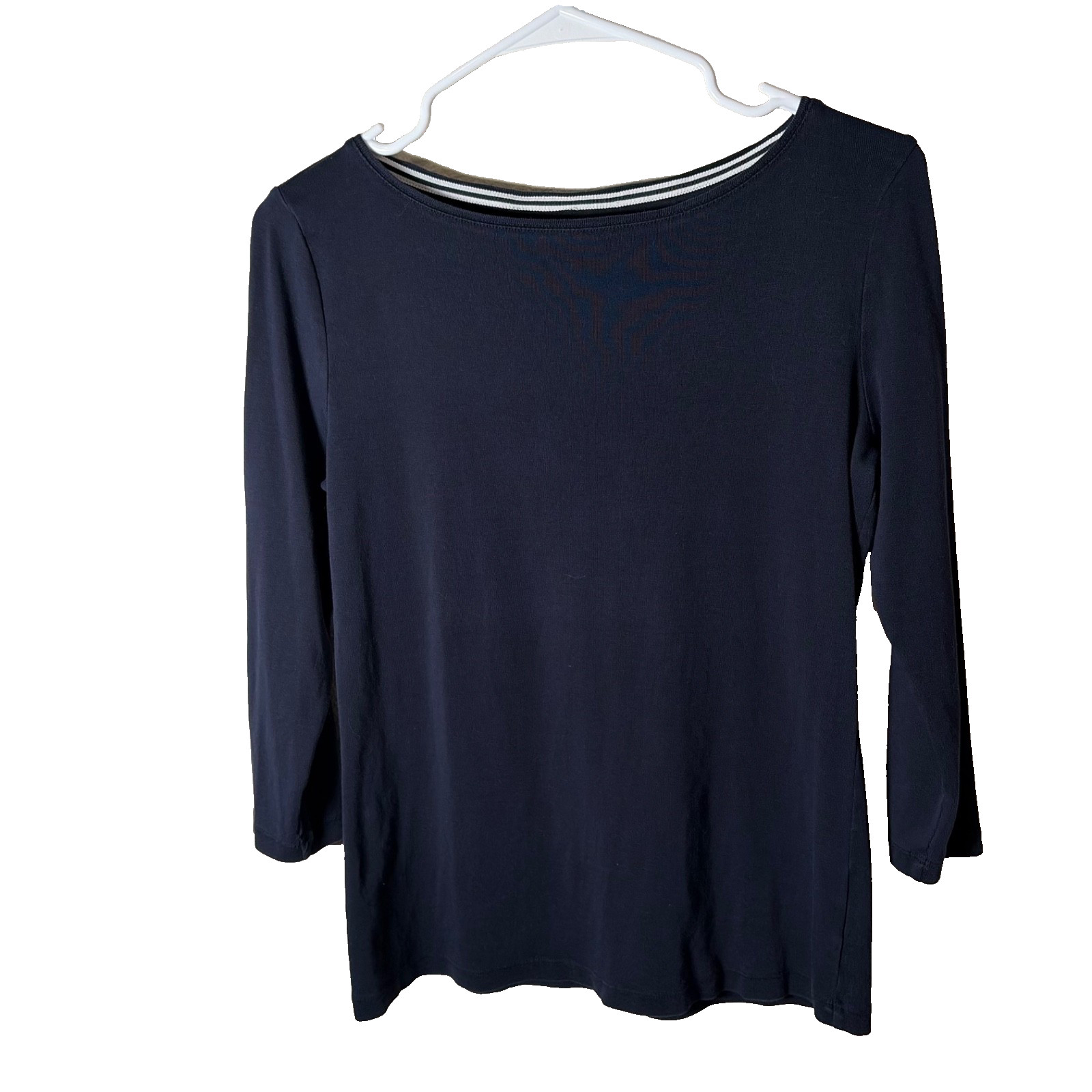 The Talbots Tee Women\'s Small T-Shirt Navy Blue 3/4 Sleeve Cotton Casual Top The Talbots Tee Women\'s Small T-Shirt Navy Blue 3/4 Sleeve Cotton Casual Top