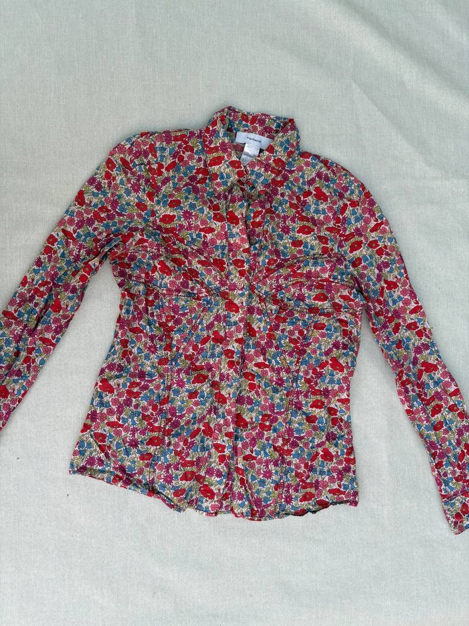 Vintage Cacharel Paris Womens Floral Liberty Print Cotton Shirt Blouse Sz 38 S
