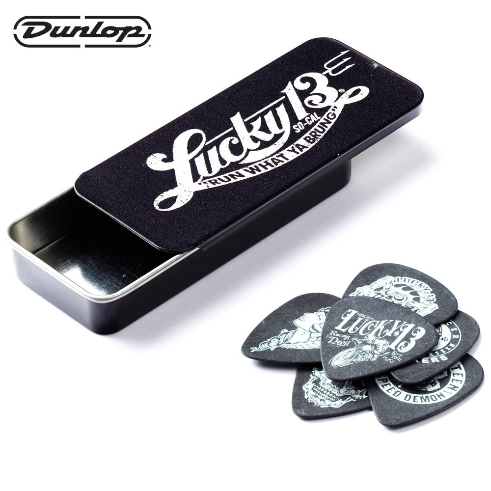 6-PACK Dunlop L13CT.73 Lucky 13 Guitar Picks With Tin 6-PACK Dunlop L13CT.73 Lucky 13 Guitar Picks With Tin