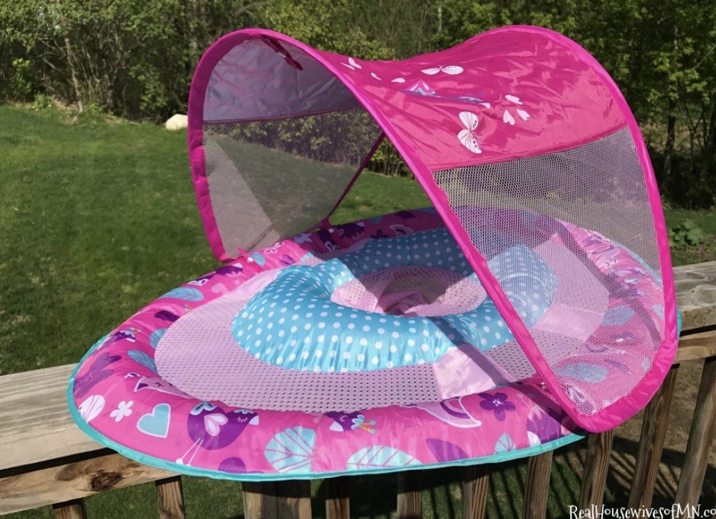 SwimWays Inflatable Infant Baby Spring Pool Float with Sun Canopy SwimWays Inflatable Infant Baby Spring Pool Float with Sun Canopy