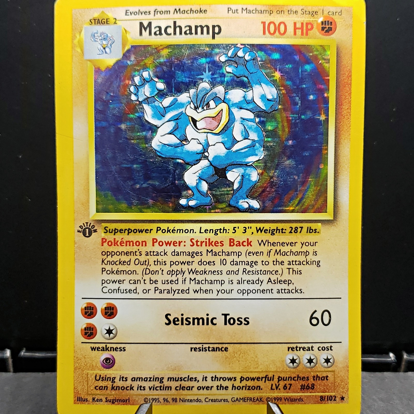 Pokemon TCG Machamp 8/102 1st Edition Deck Exclusives Holo Rare 1999 WOTC HP Pokemon TCG Machamp 8/102 1st Edition Deck Exclusives Holo Rare 1999 WOTC HP