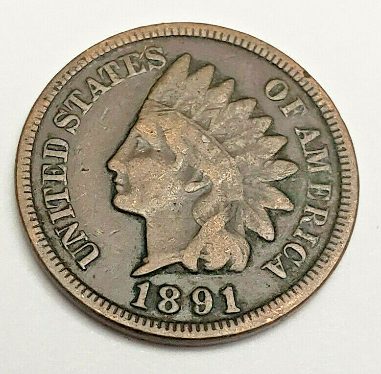 1891 P Indian Head Cent Penny AVE CIRCULATED **FREE SHIPPING** 1891 P Indian Head Cent Penny AVE CIRCULATED **FREE SHIPPING**
