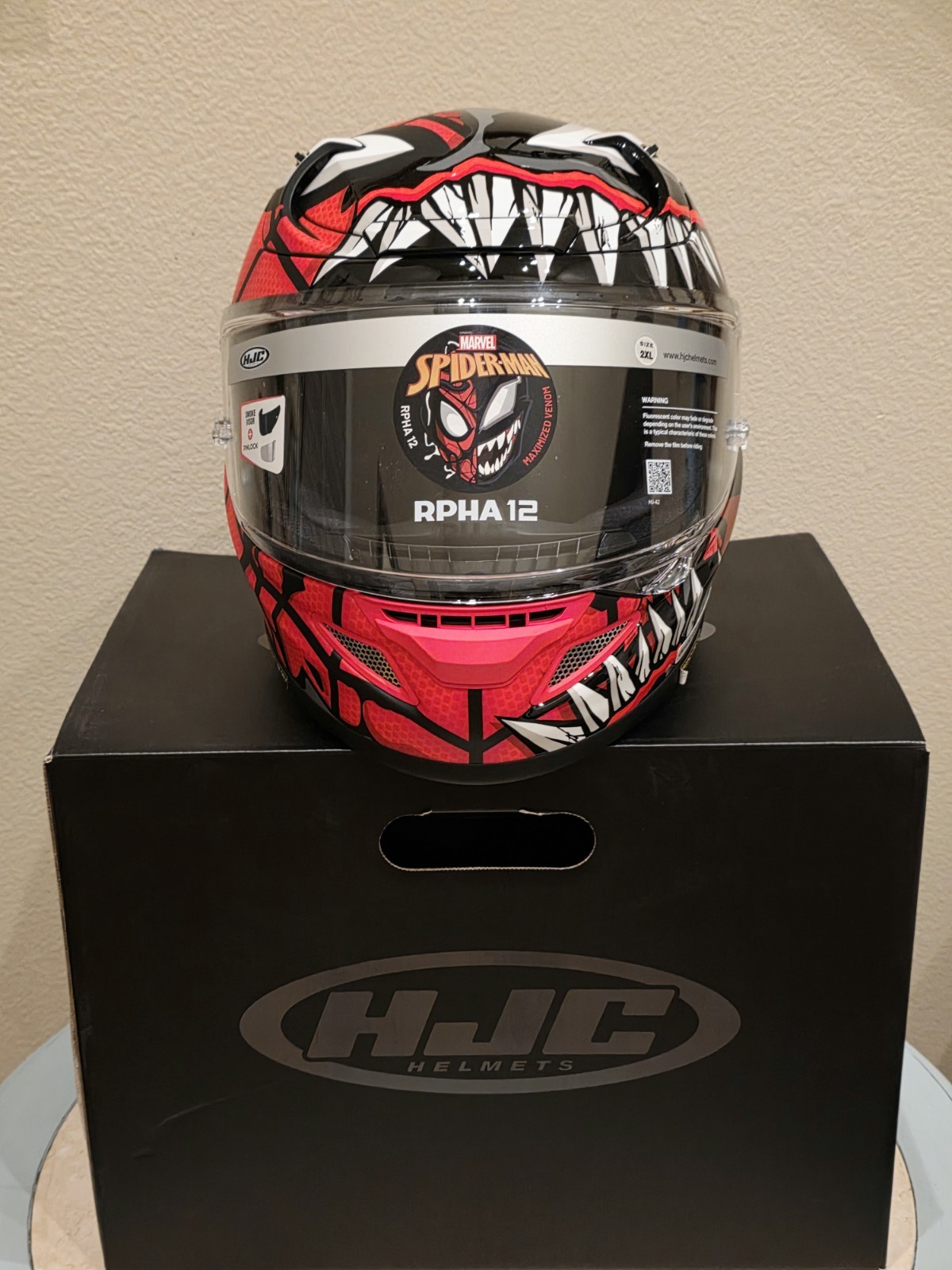HJC RPHA 12 Marvel Maximized Venom/Spiderman Motorcycle Helmet Size XXL *HTF