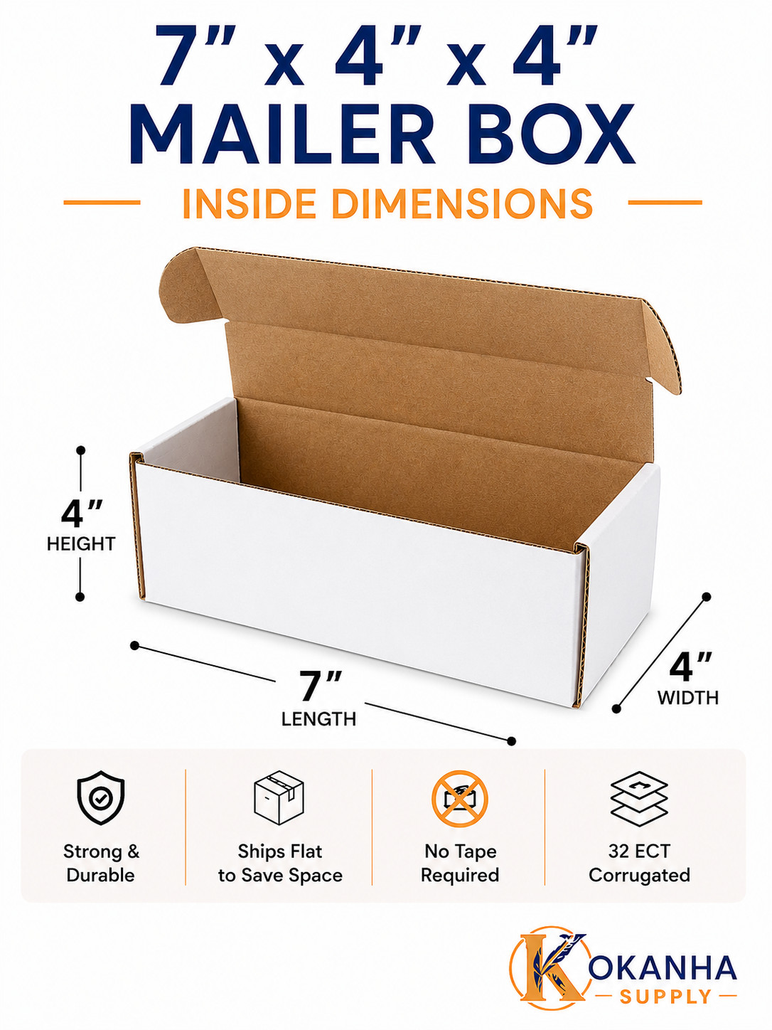7x4x4 White Corrugated Mailers Tuck Top Shipping Boxes Cardboard Boxes 25 50 100