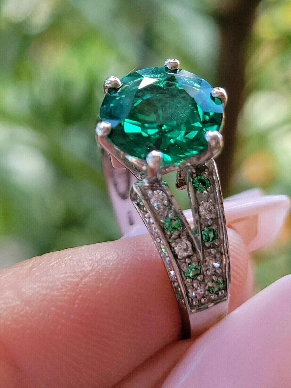2.26 Ct Round Cut Natural Emerald Diamond Wedding Ring 14k White Gold