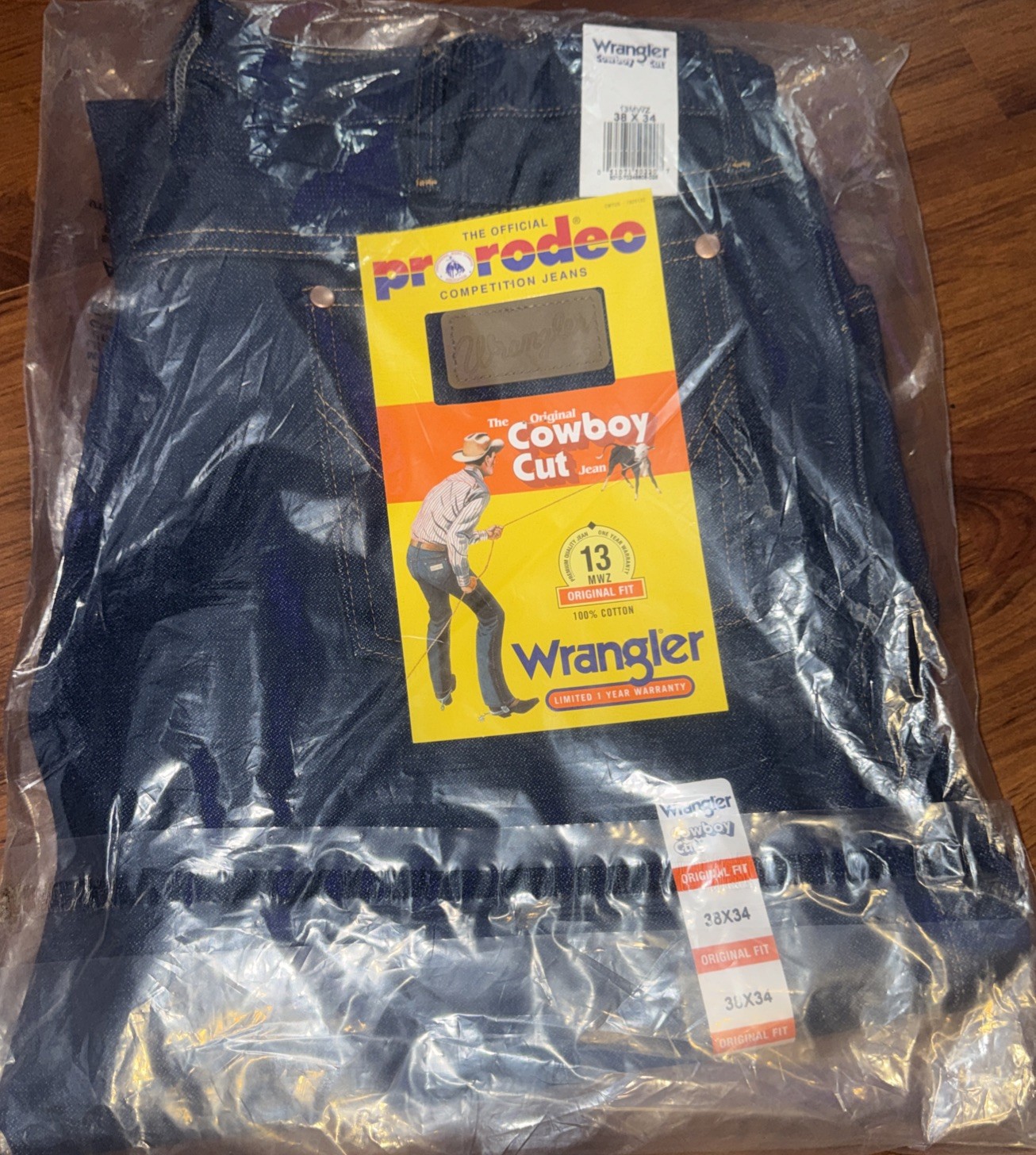 NEW Wrangler Western Cowboy Cut Jeans Mens 38x34 Blue Denim Original Fit 13MWZ NEW Wrangler Western Cowboy Cut Jeans Mens 38x34 Blue Denim Original Fit 13MWZ