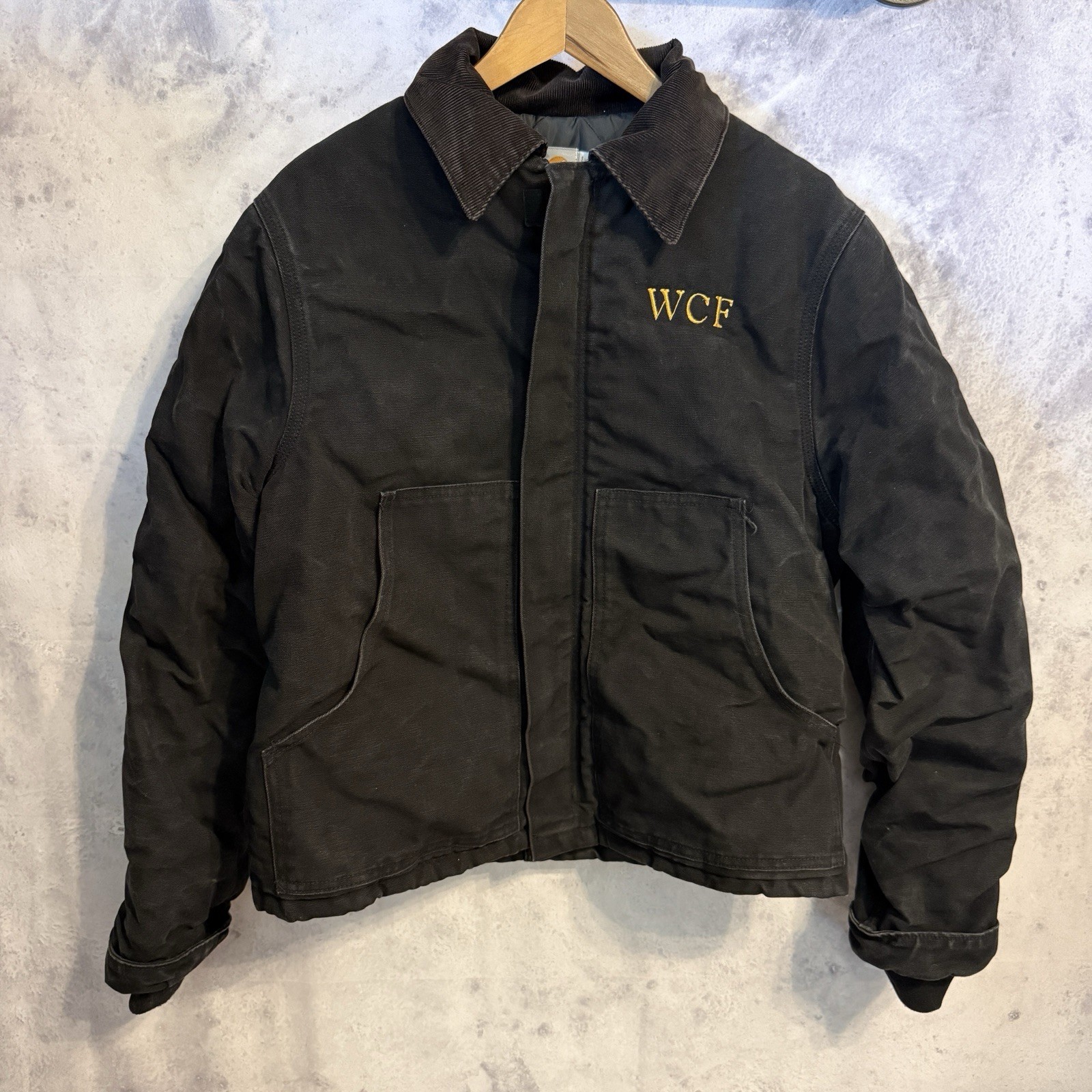 Vintage Carhartt Jacket J02 Arctic Quilt Lined Full Zip Black Faded Size 42 USA