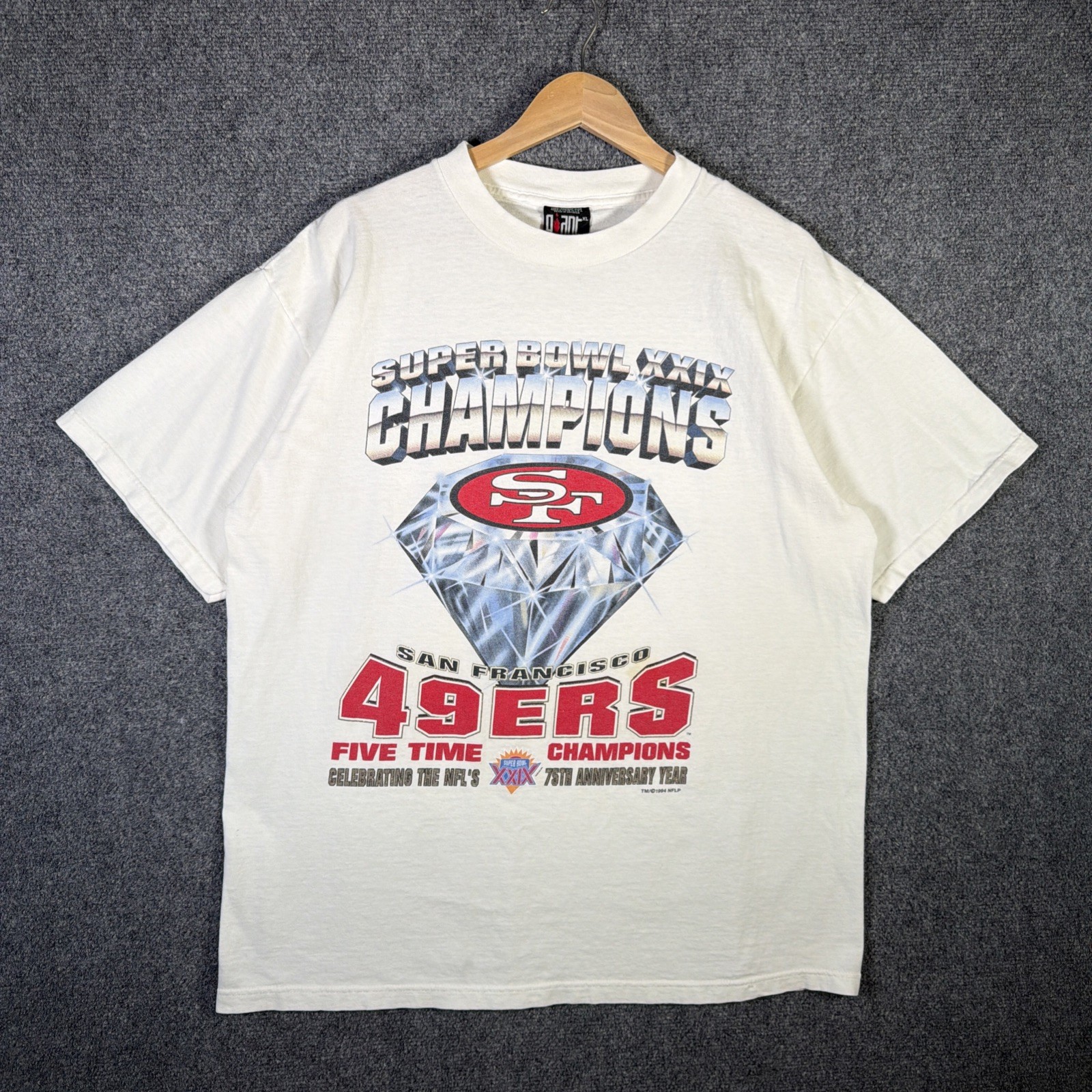 Vintage San Fransisco 49ers Shirt Mens XL White 90s Super Bowl XXIX NFL Football