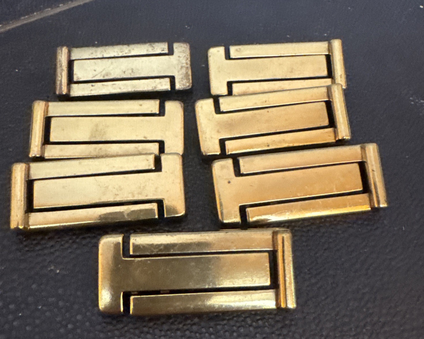 7 Vintage MCM KBC Keeler Brass Gold Folding Cabinet Drawer Handle Pull 1”cc 