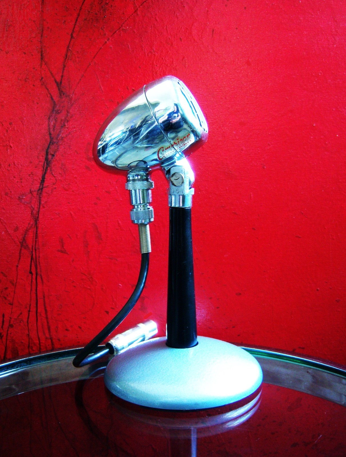Vintage RARE 1940's American D5T dynamic microphone w Astatic stand & cable D4T