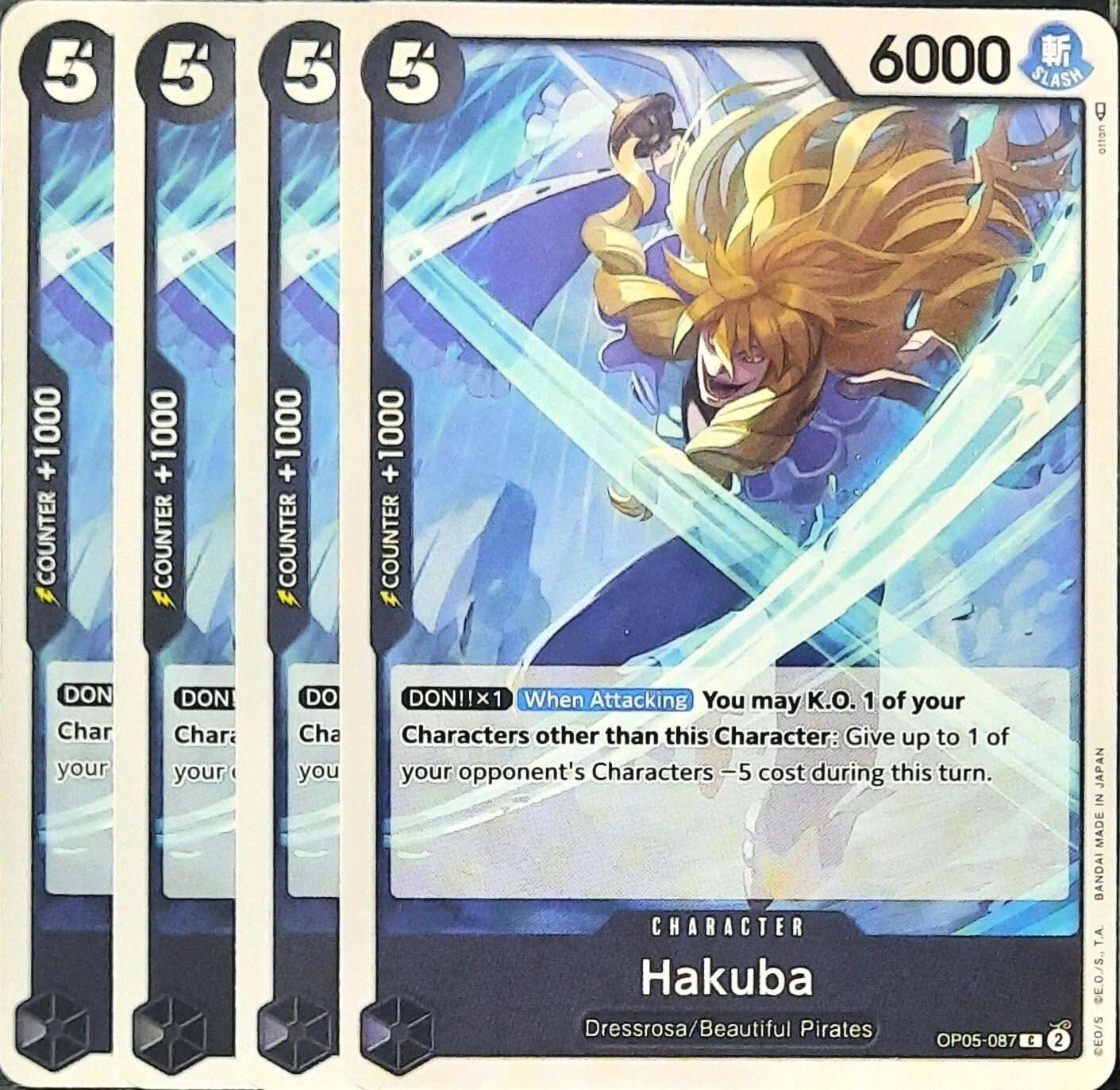 4x PLAYSET One Piece Card Game Hakuba Awakening Of The New Era OP05-087 English 4x PLAYSET One Piece Card Game Hakuba Awakening Of The New Era OP05-087 English